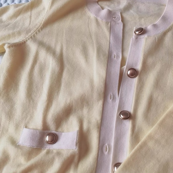 Chic Yellow Button-Up knit cardigan size S - Picture 8 of 11